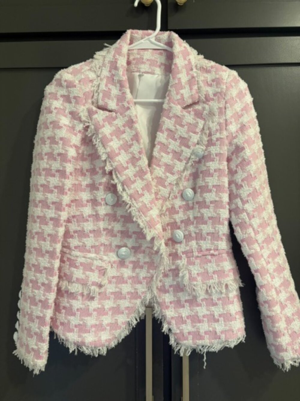 Pink and White Tweed Blazer (Fits like XS) - Picture 3 of 4